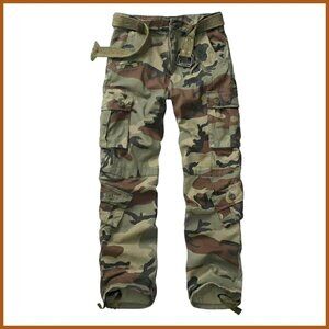 Men's Cargo Pants with Multi Pockets, 100% Cotton, Relaxed Fit